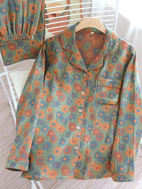 

Retro Casual Printed Women's Pajama Set Comfortable Long Sve Spwear Long Pants Polyester Fabric Breathable Cool Sensati...