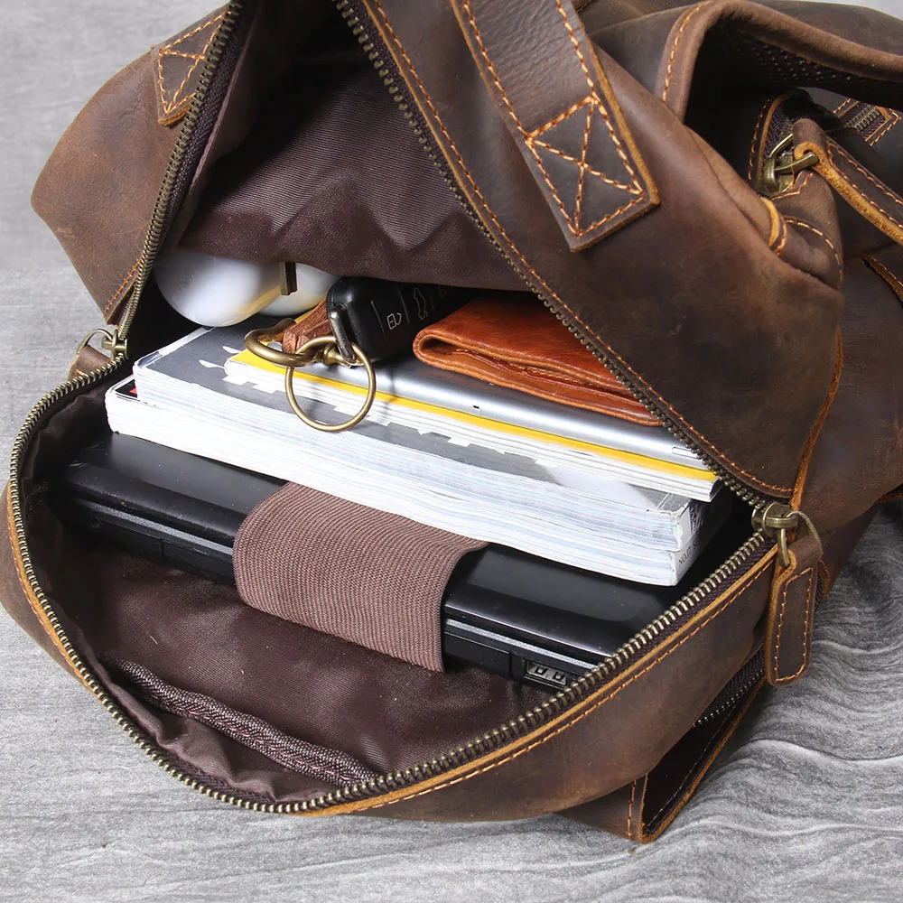 S.WORKER Vintage Echtleder Herrenrucksack Laptop-Tasche Casual Crazy-Horse Leder Schultasche Outdoor-Taschen – Detail 20
