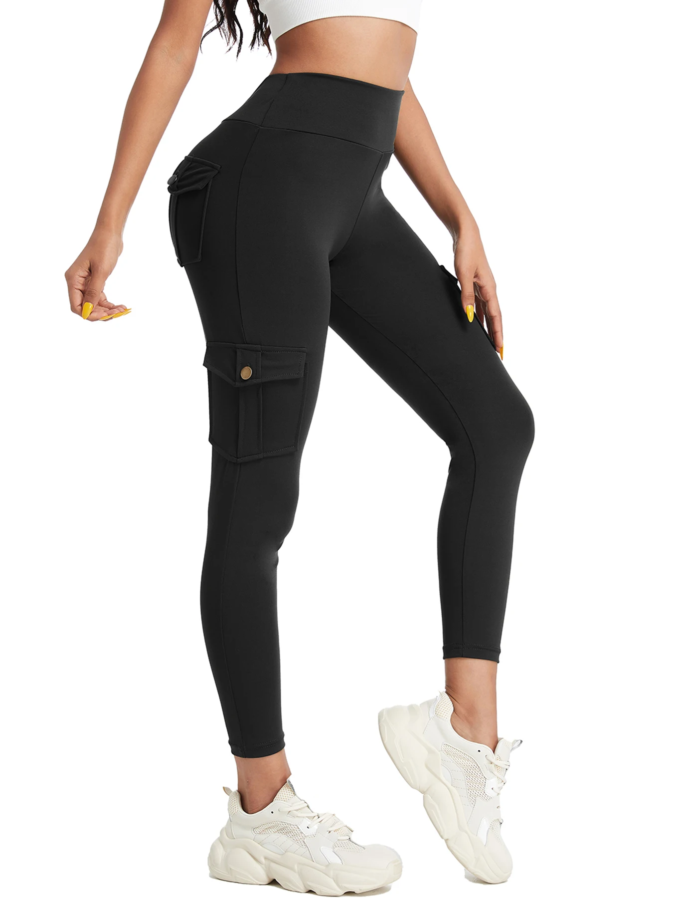 Multi Pocket Cargo Leggings For Women High Waist Butt Lifting Leggings Stretch Slim Workout Yoga Fitness Running Pants