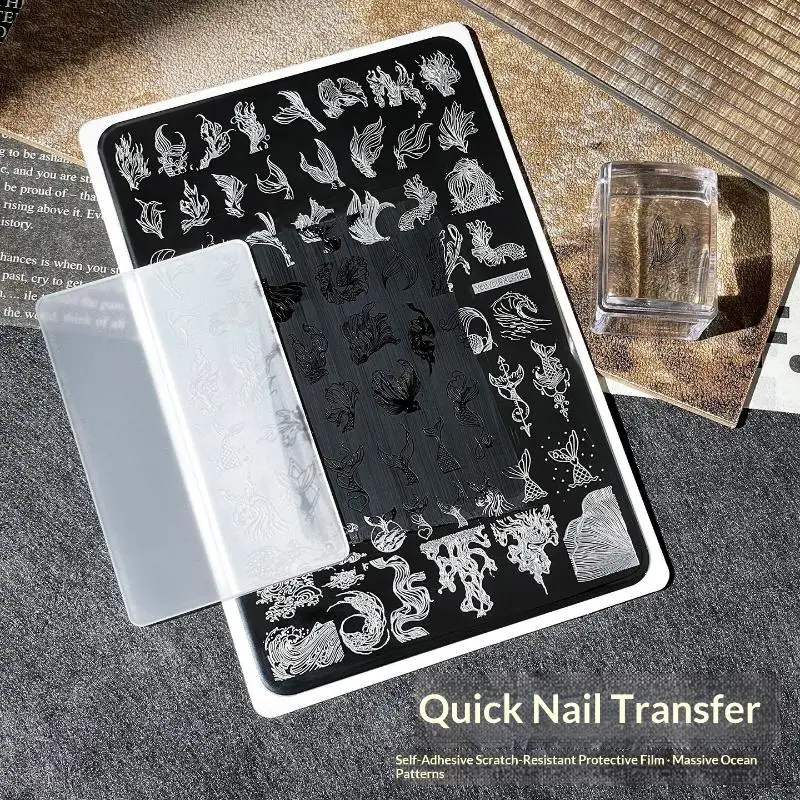 Nail Art Transfer Printing Steel Plate Non-toxic Material Cute Mermaid DIY Stamp Template for Nail Art Enthusiasts Beginners