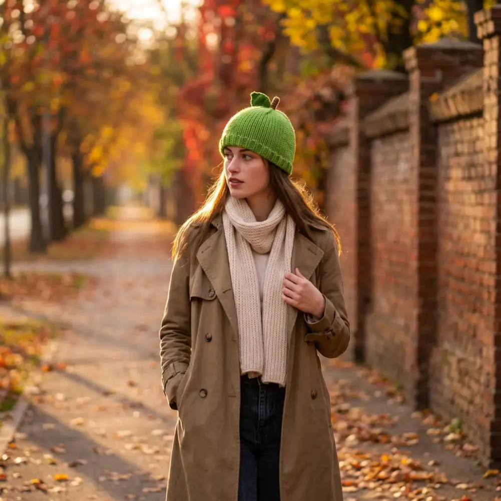 Travel Warm Headgear Women’s Knitted Fruit Hat Cozy Stretchy Winter Skull Cap Cute Warm Weather Headwear for Girls Winter Warm