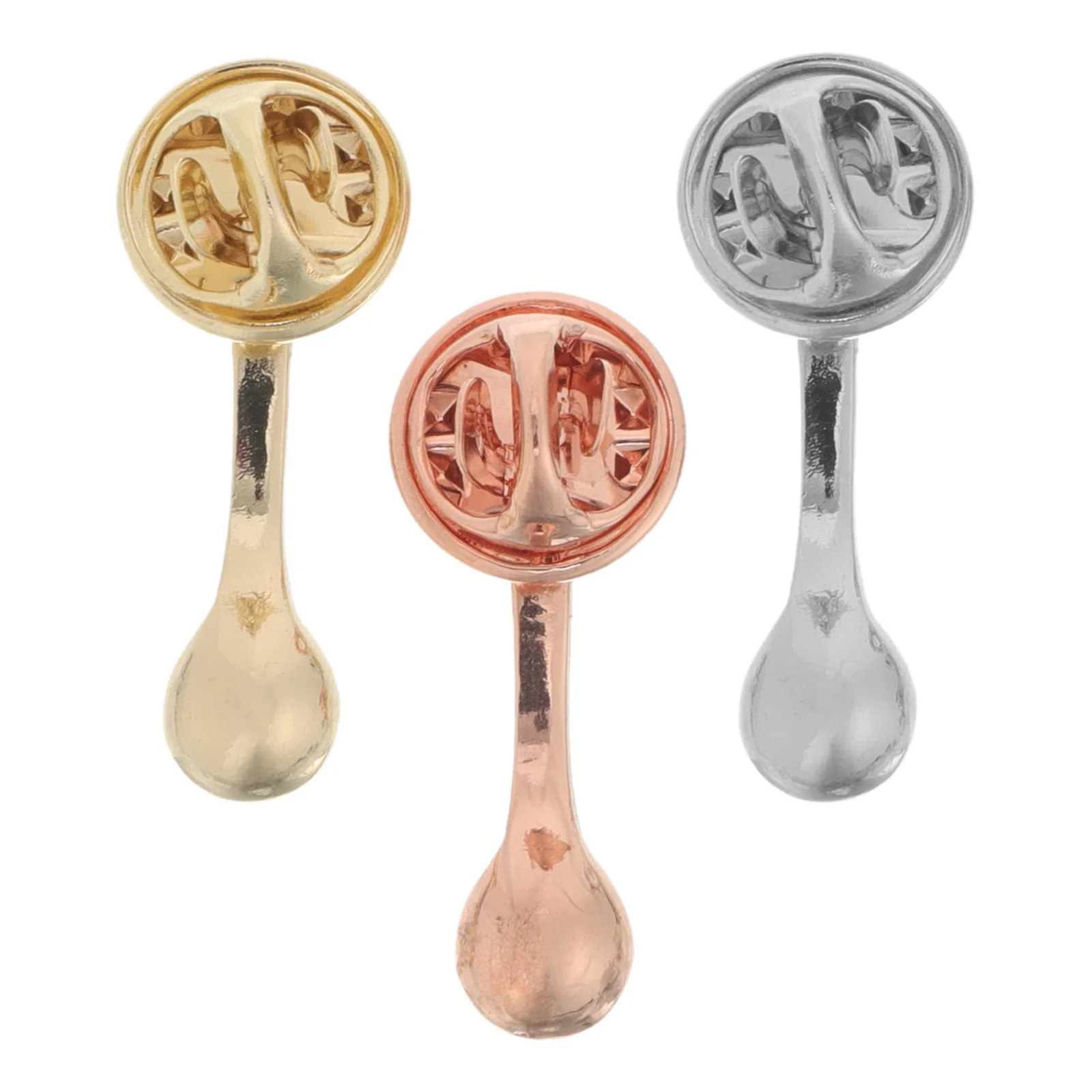 

3pcs Coffee Brooches Creative Alloy Lapel Pins Cute Spoon Shape Durable Finish Versatile Use Women Hats Badges Tea Bag Spoon