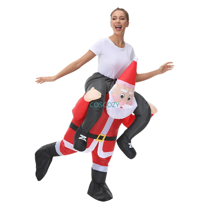 Neue Weihnachten Erwachsenen Reiten-Santa Claus aufblasbare Kostüme Halloween Party Maskottchen Phantasie Rollenspiel Weihnachten Disfraz für Mann Frau