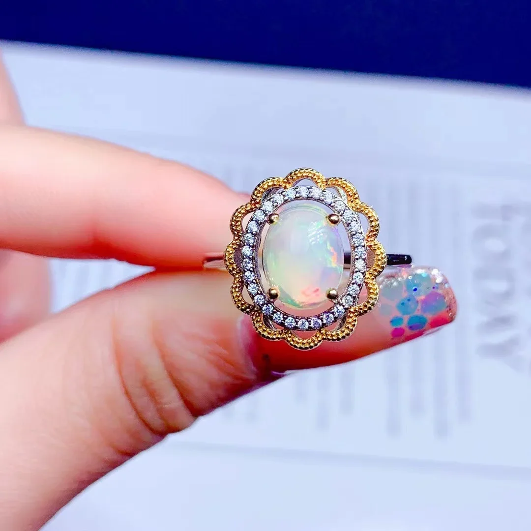 New Opal Ring Carry Certificate Ladies 926 Silver Ring Free Shipping