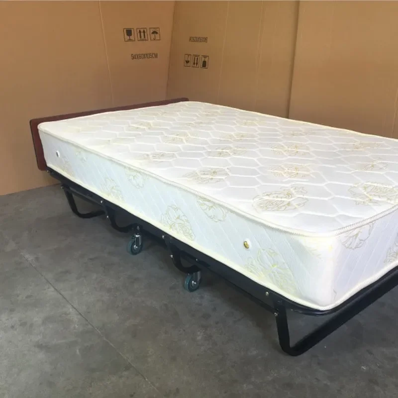 1m Simple Spring Folding Bed Portable Mobile Bed for Dormitory Hotel Household Use Convenient Space Saving Bedroom Furniture