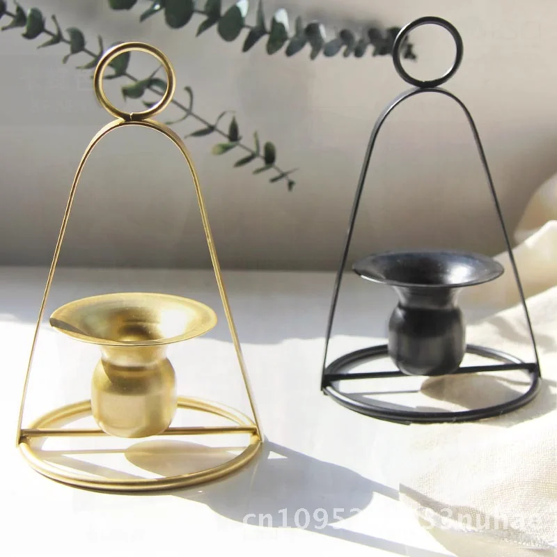 

European Style Iron Candlestick Set Romantic Atmosphere Dining Table & Living Room Household Wedding Decor Simple Gold/Black