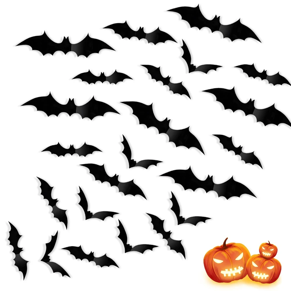 3D Black PVC Bats for Halloween Creepy Decorations for Bars Wall Stickers Ideal for Halloween Celebrations And Unique Items