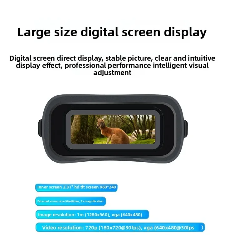 Appareil de vision nocturne numérique infrarouge noir, grand écran haute définition, peut prendre des photos et des vidéos, patrouille de jour et de nuit
