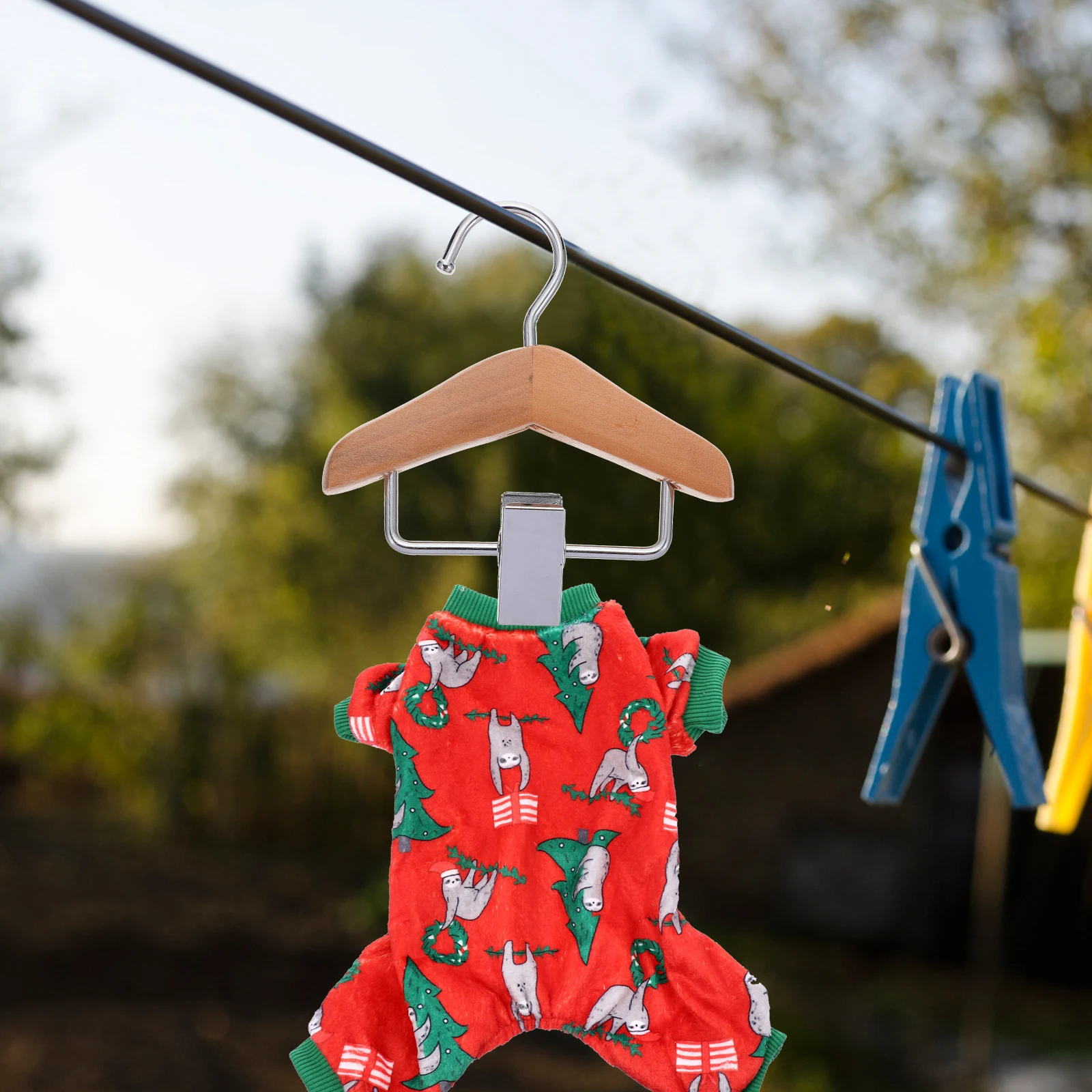 

Wooden Hanger Pet Clothes Storage Rack Hangers Dog Pants Clip Pearl Clothing Hanging