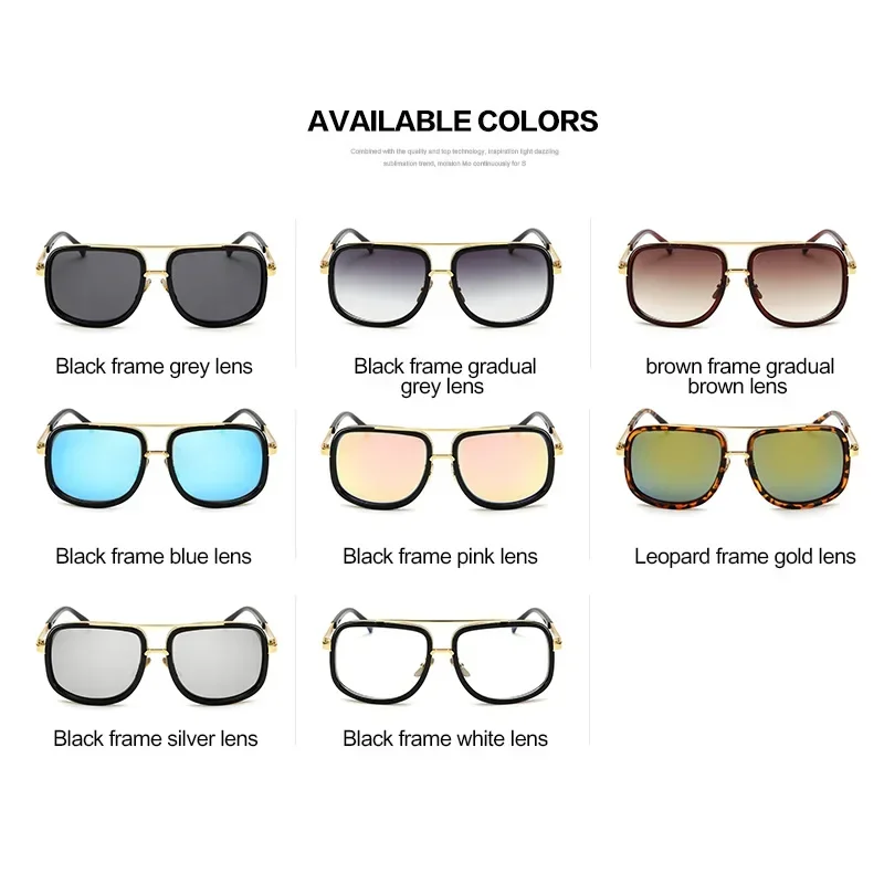 Metal Polarized Sunglasses Men Oversized Gradient Square Frame Fashion Male Driving Cycling Sun Glasses  UV400 Óculos De Sol
