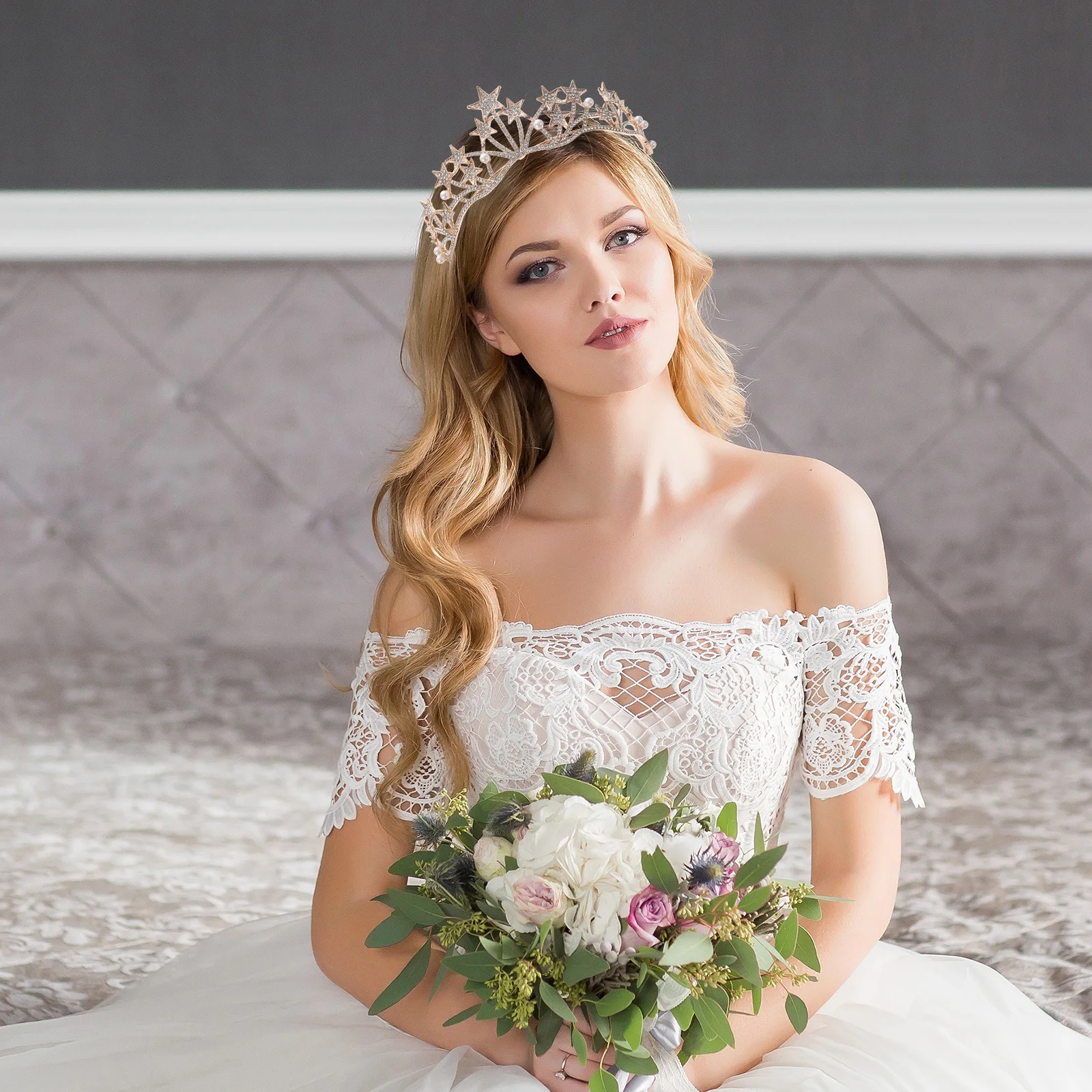 

High-End Star Pearl Crystal Bride Crown Headdress Elegant Wedding Accessory for Special Occasions Bride Crown Wedding Headdress