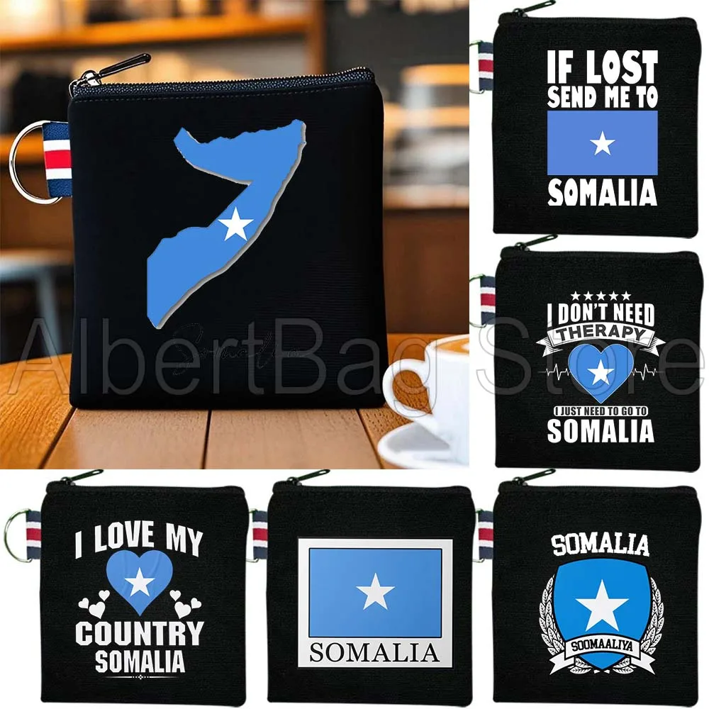 

Somalia Country Map Flag Somalian Customized Birthday Gift Canvas Key Coin Purse Small Square Storage Card Wallets Holders Pouch
