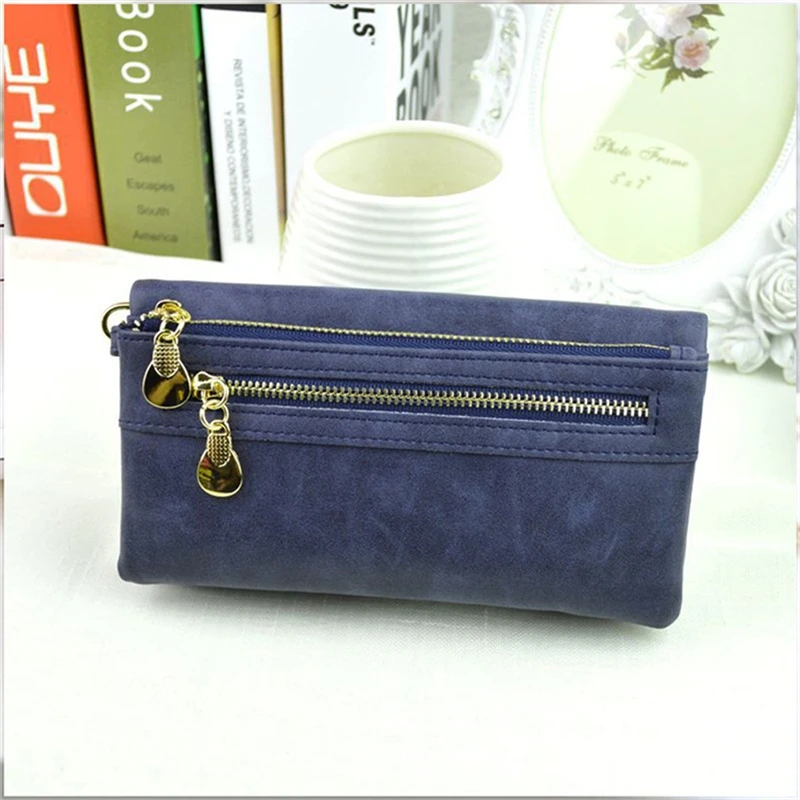 Retro Style Wallet Double Zipper Frosted Long Women's Wallet With Large Capacity Waterproof Women's Handbag Wallet Long Handbag