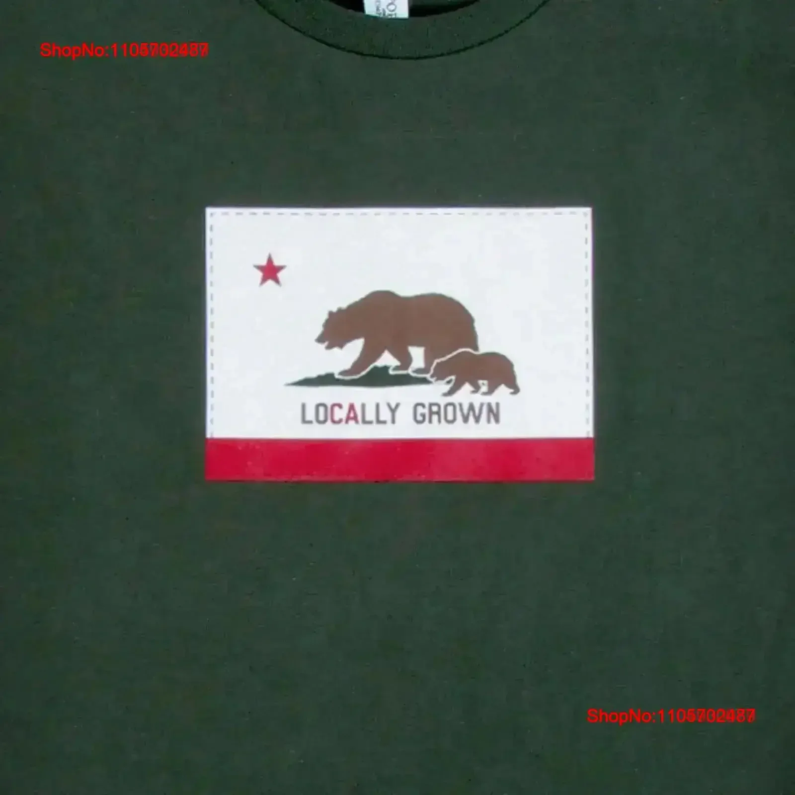 Locally Grown Cool Mens Father Son California Bears Olive Green Charcoal Gray T shirt Flag Clothing vintage Washed Comfortable