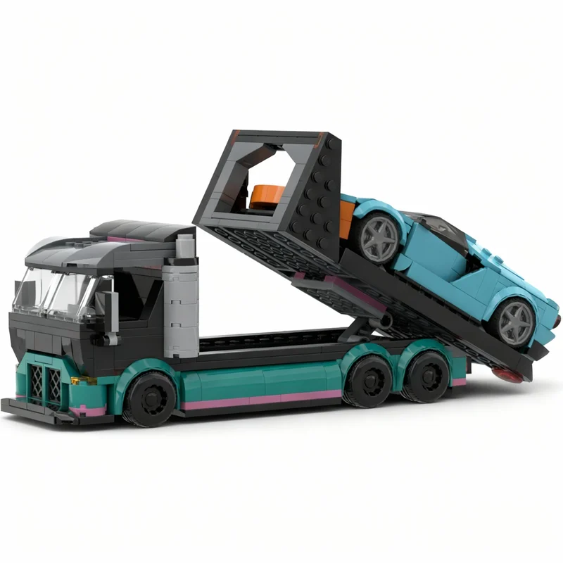 337 pièces MOC MOD Camion porte-voitures City Champions Modèle de construction Blocs de construction Cadeaux de Noël Idées de jouets Éducation Briques
