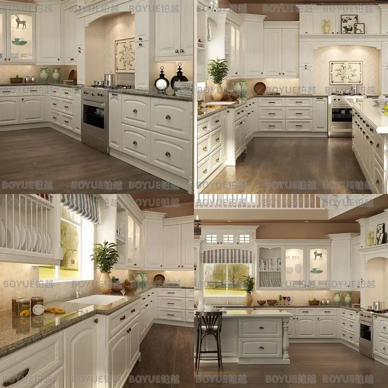 Custom All Aluminum Quartz Stone Countertop Cabinet Simple White European Skin Feel Living Room Kitchen Storage Furniture