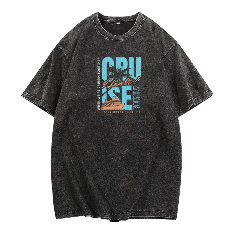 

Vintage Acid Wash Cruise T-Shirt for Men and Women, Oversized Cruise Ship Holiday Graphic Tee, Summer Vacation Travel Top