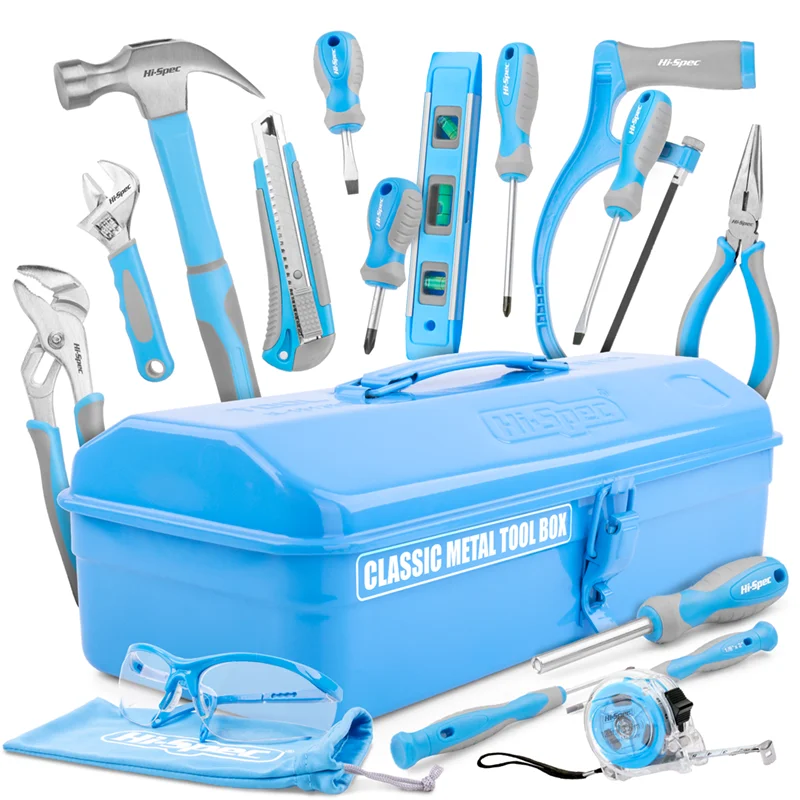 

Hi-Spec 32PCS Blue Tool Set Real Children Home Repair Tool Kit Bag Small Size DIY Hand Tool Set Toy Tools for Kids Boys Girls