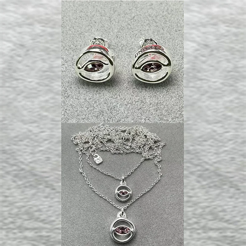 2024 Spain UNOde Exquisite High Beauty Purple Devil's Eye Earrings Necklace Jewelry Set Holiday Gift