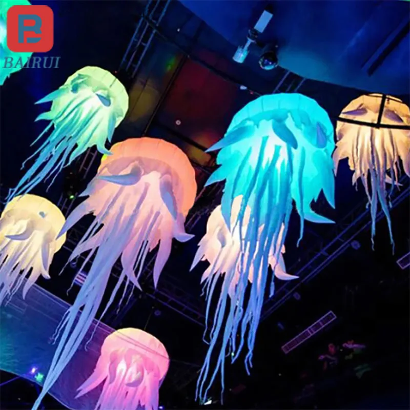 Inflatable lights jellyfish air model bar marine theme party background LED hanging atmosphere props