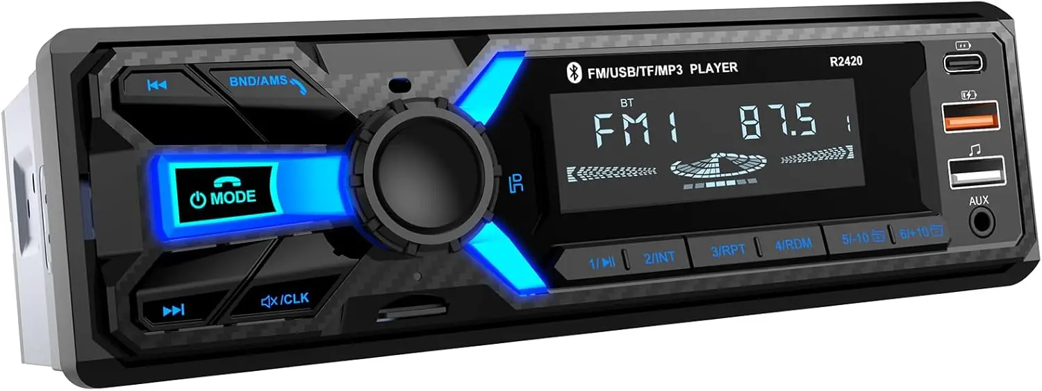

Автомобильный радиоприемник Bluetooth с функцией Type-C, FM/AM стерео на одном Din, MP3-плеер громкой связи, 2 USB/AUX/SD, DSP (без компакт-диска/DVD)