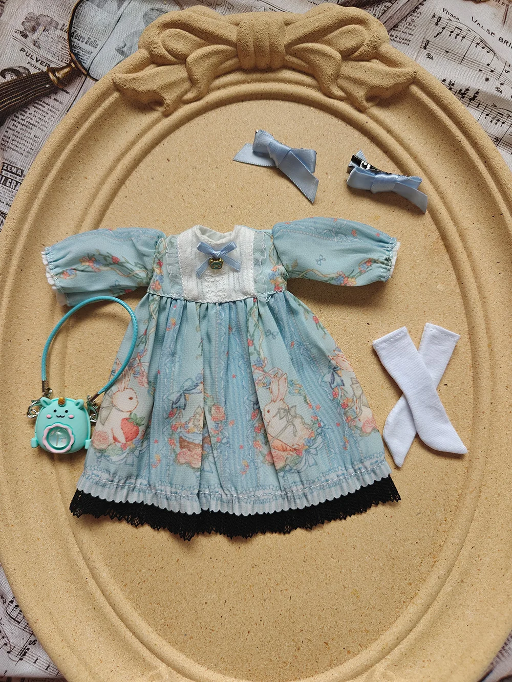 Blythe doll Clothes New Handmade Cute Blue classic dress For Ymy Licca Azones Ob24 Azone Doll Accessories 4-piece set Anime