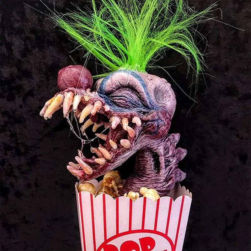 Halloween Clown Sculpture Creative Desk Decoration Popcorn Clown Head Scary Statue Resin Craft From Space Halloween Gift