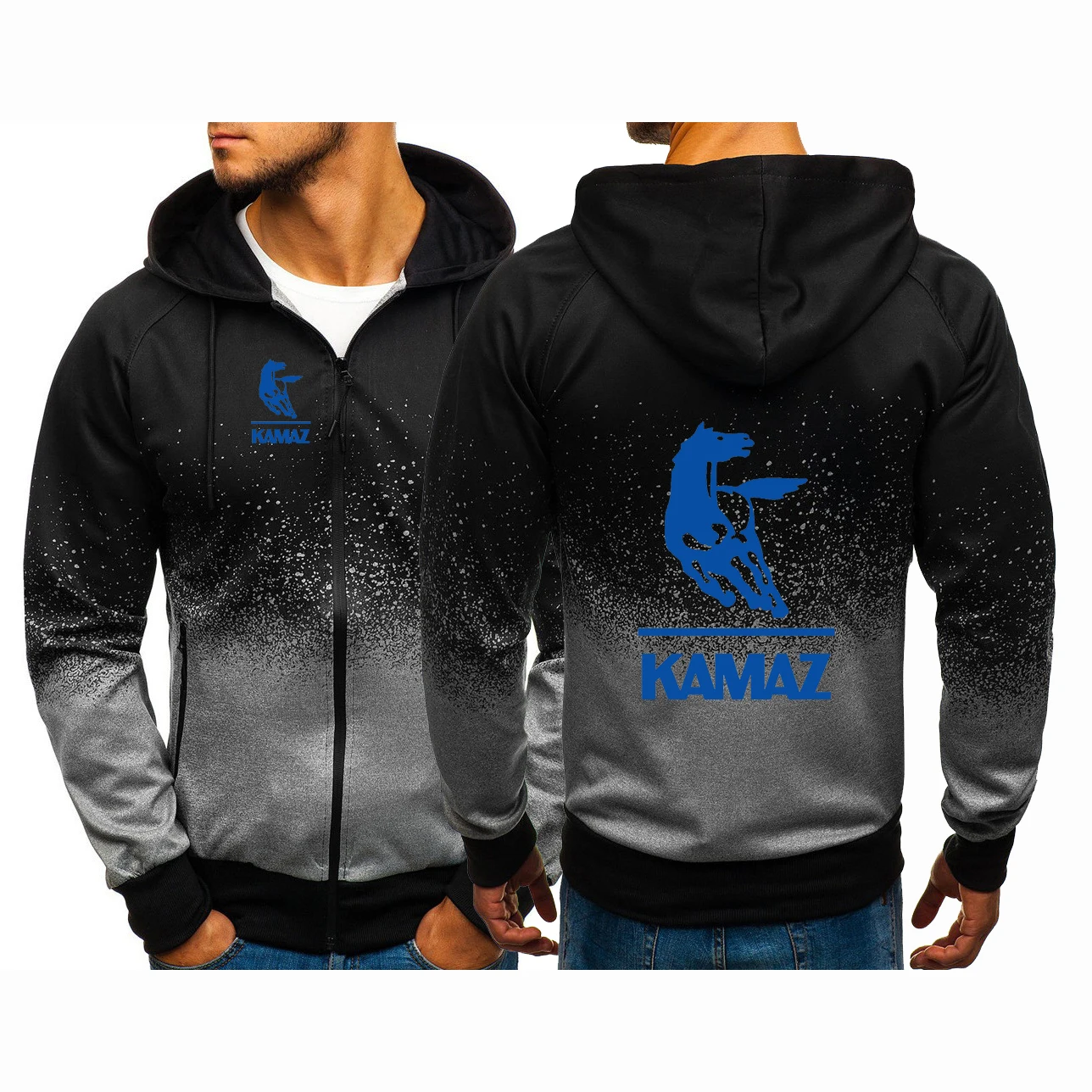 

2023 New Men's Kamaz Printing Fashion Hoodies Harajuku Sweatshirt Hip Hop Comfortable Gradient Streetwear Zipper Jacket Coat