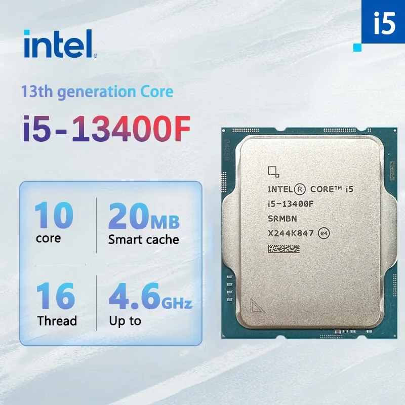 Intel Core i5 13400F CPU Processor New i5-13400F 2.5 GHz 10-Core 16-Thread 65W LGA 1700