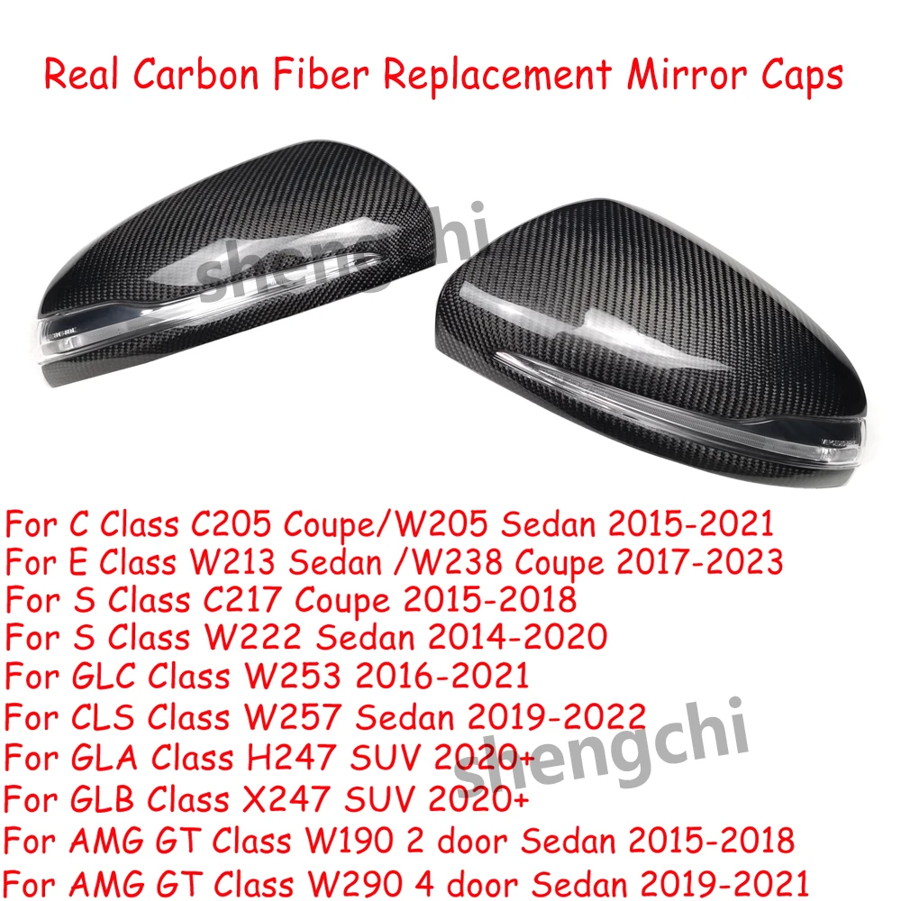 Carbon Fiber Mirror Caps For Mercedes Benz C S E GLC CLS GLA GLB Class W205 W222 W213 C238 X253 C257 H247 X247 Mirror Cover LHD