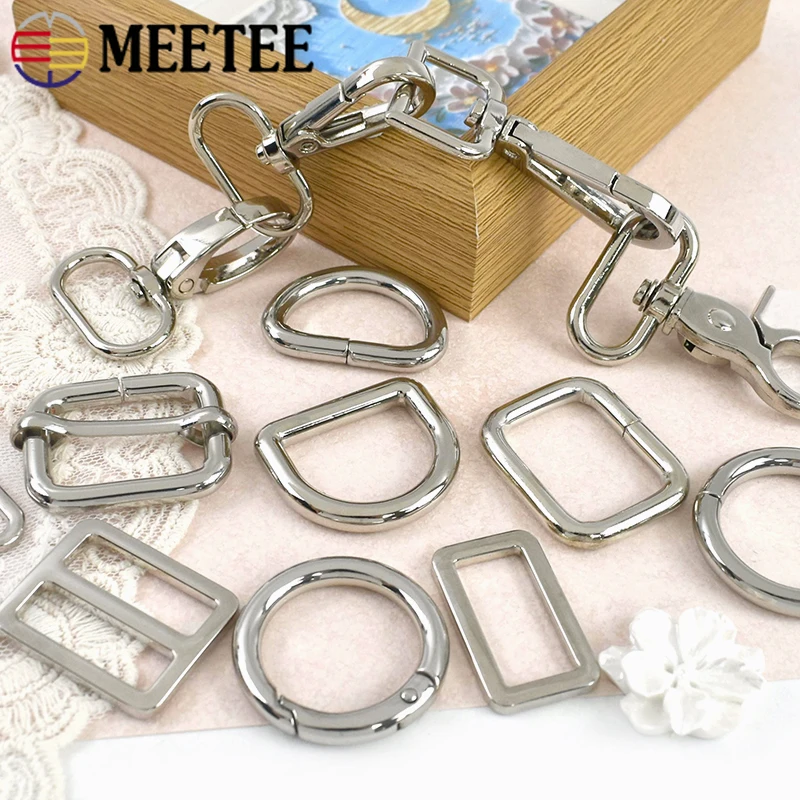 

5/10Pcs 20-38mm Silver Metal Buckles Swivel Lobster Buckle Pet Collar Bag Strap Tri-Glide Slider Clasp DIY Hardware Accessories