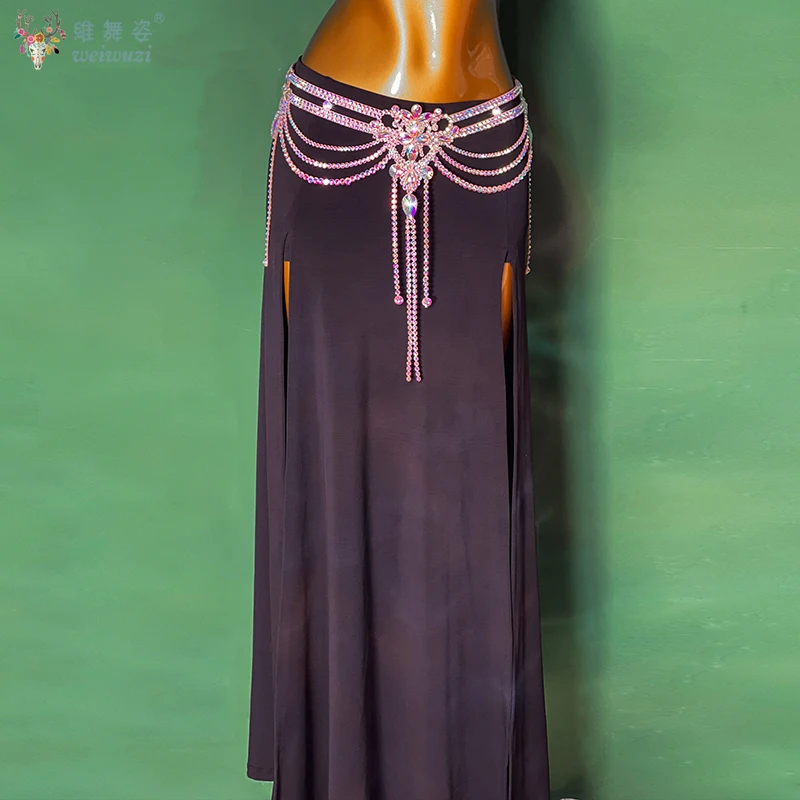 BellyDance Waist Chain for Women's Senior AB Stones Professional Belt Dancer Body Chain Oriental Dancing Competition Accessories