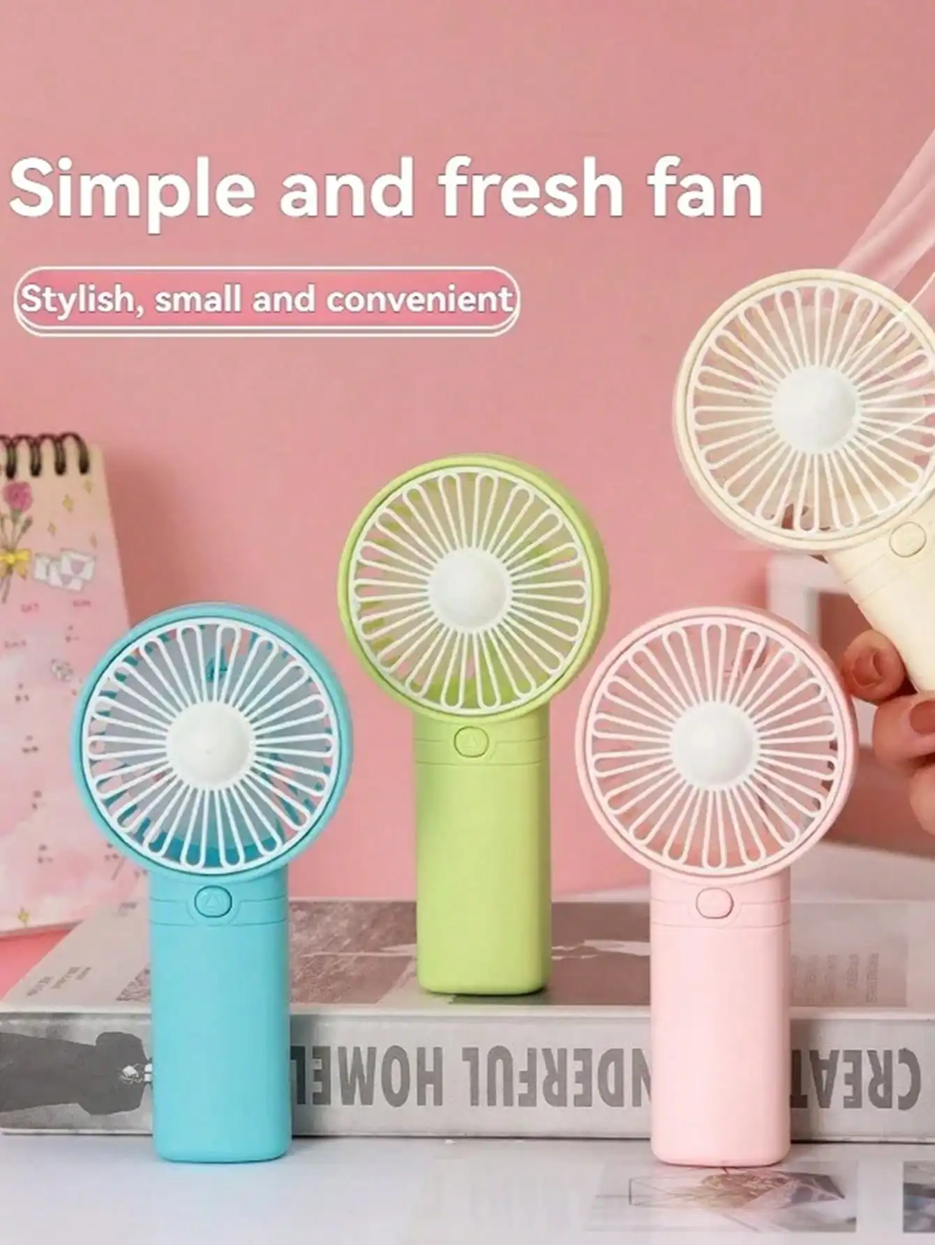 

Unisex Mini Hand-Held Fan, Portable Summer Cooling Fan with Solid Color Design, Battery Powered (Batteries Not Included), Great for Study, Office, Outdoor, Travel & Holidays