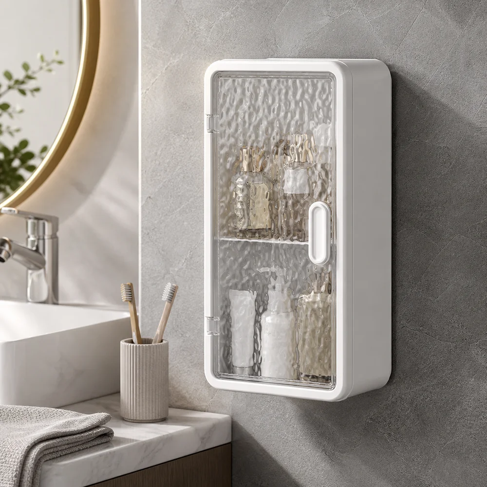 Wall Mounted Organizer Toothbrush Storage Box ABS Waterproof Makeup Brush Holder Translucent Finish Wall Mounted