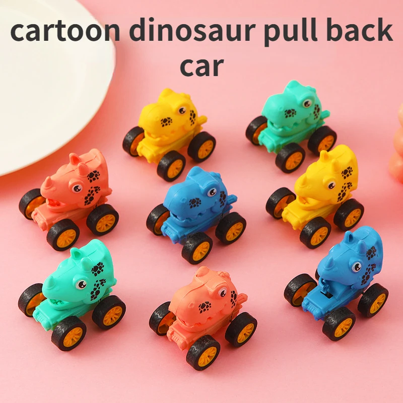 子供用恐竜プルバックカー、マカロンカラー、T-Rex慣性車、学校に戻るギフト、新品5パック