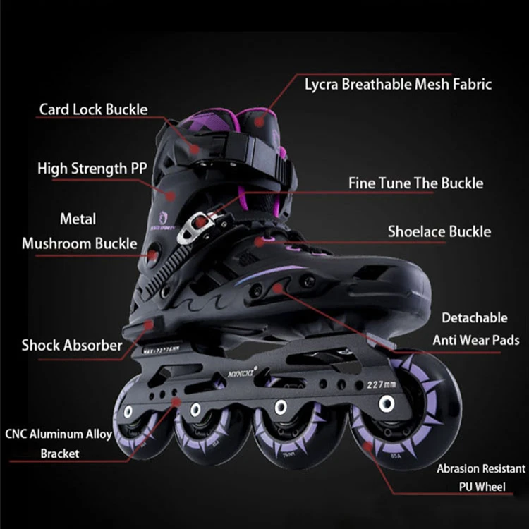 2024 Roller Skating Shoes Portable Exercise Roller Skates 4 Wheels Purple Roller Inline Skate Outdoor Reaction Equipment