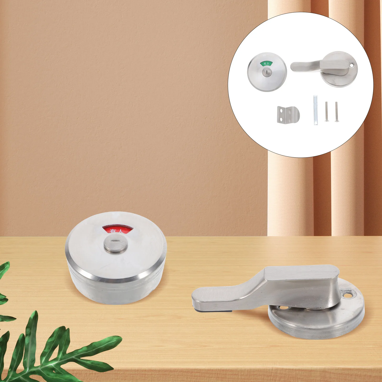 

1 Set Durable Stainless Steel Bathroom Indicator Lock Rotating Privacy Door Latch For Toilet Stall Commercial Toilet Occupied