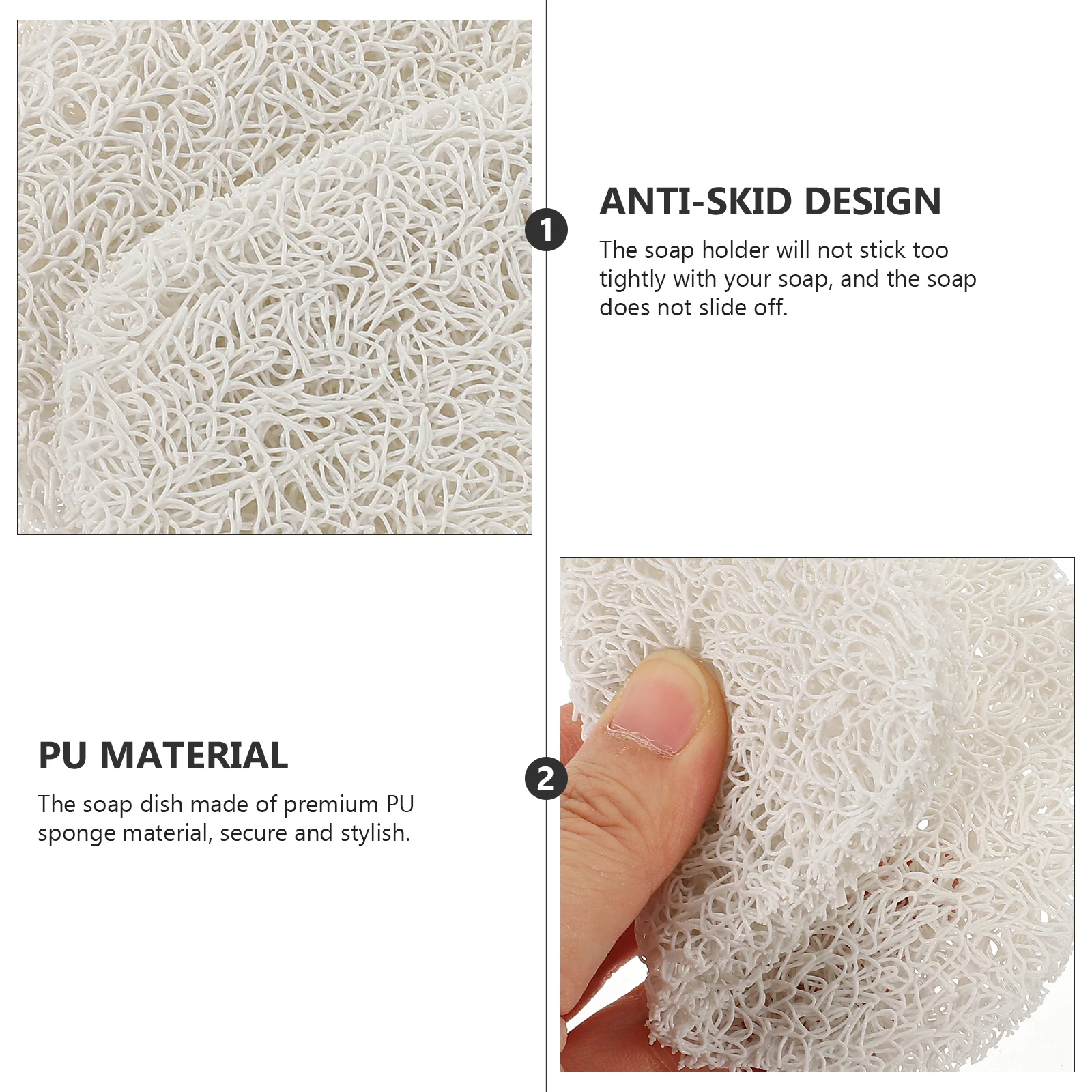 

3 pcs Sponge Soap Dish Random Color Pu Material Non-Slip For Bathroom Kitchen Toilet Soap Saver Tray Holder Box