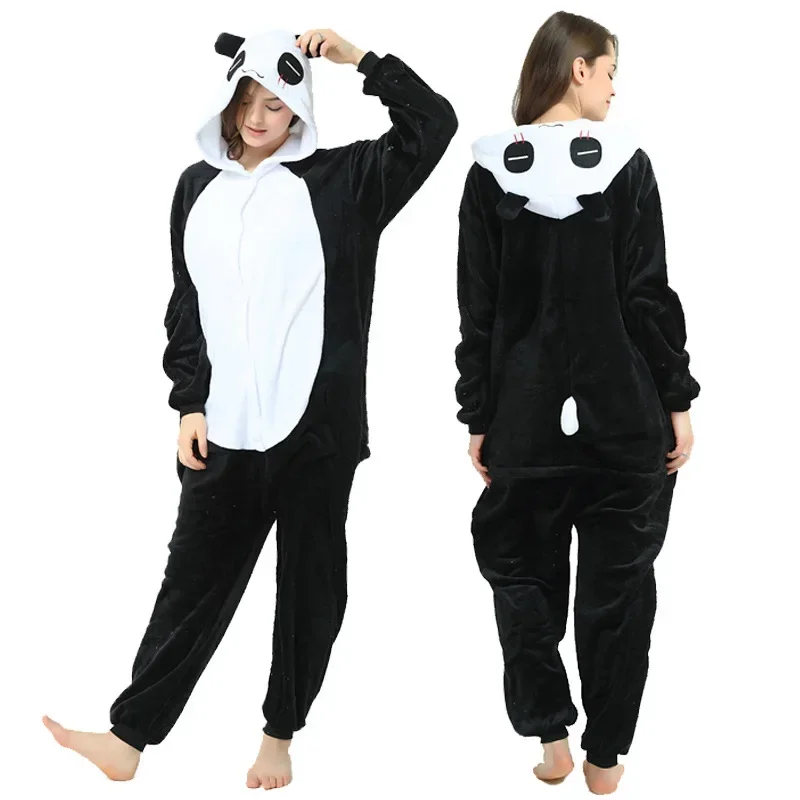 

2025 Halloween Kigurumi adultes grande taille Panda pyjamas Cosplay Halloween hiver femmes Onesies flanelle à capuche