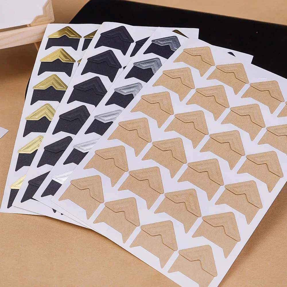 240/120/24Pcs DIY Vintage Corner Kraft Paper Stickers for Photo Album Frame Decoration Scrapbooking Picture Protect Decoration