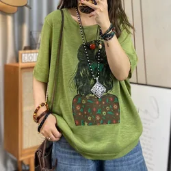 Women's short sleeve shirt harajuku fashion girls pattern knitted tee women pullover knitwear korean style women clothing