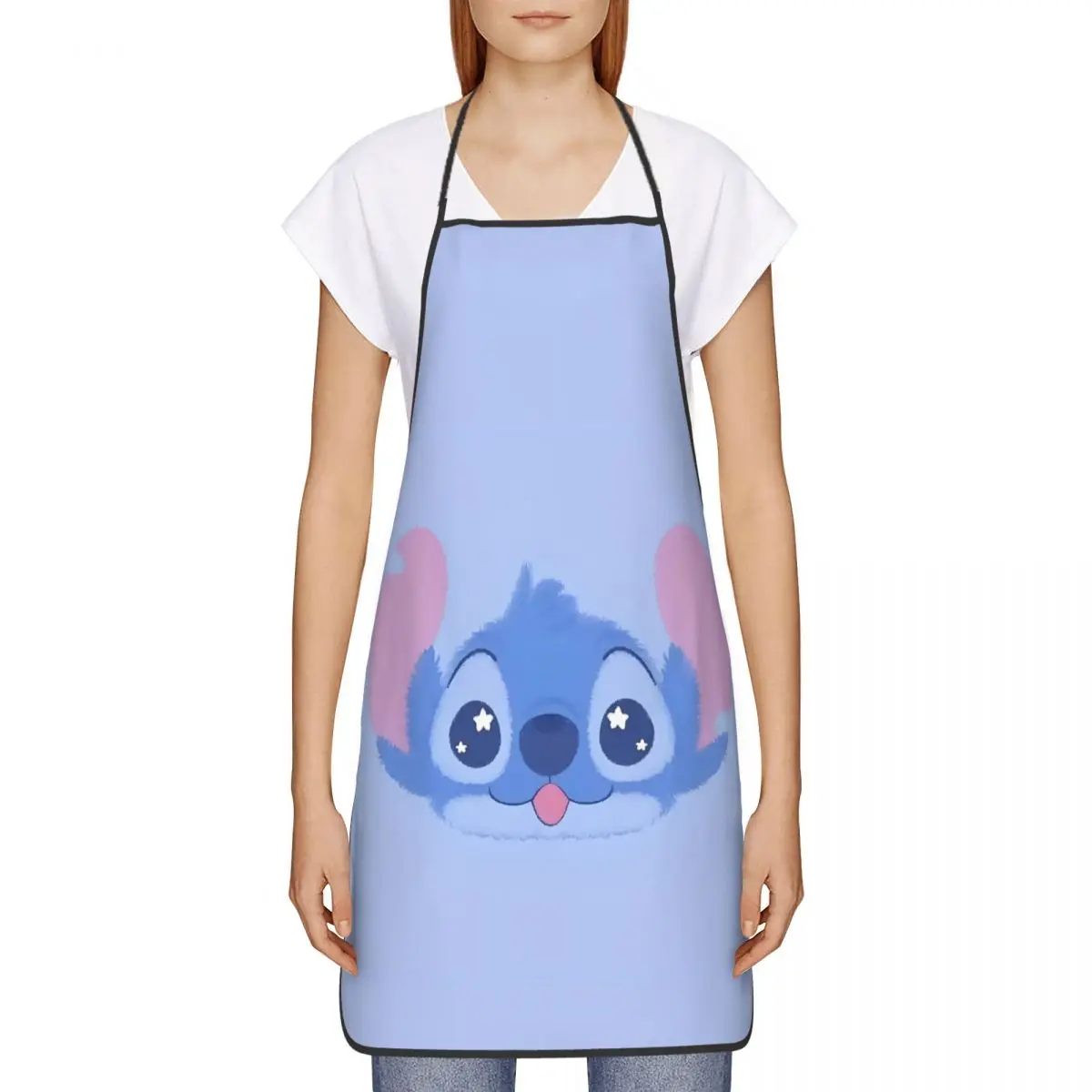 Cute Lilo And Stitch Apron Household Cleaning Gardening Bib Kitchen Waterproof Pinafore Adult