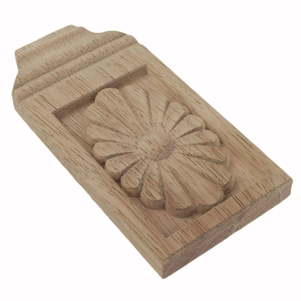 Apliques de madera en forma de miniaturas para muebles, estilo Floral figuritas de tallado en madera, parche de flores talladas, para cama, armario, 2 piezas