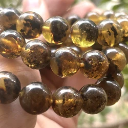 Natrural 11mm-11.5mm Genuine Baltic Amber Bracelet Round Beads ,Fashion Jewelry for Men and Women Special Gift,Diy Wholesale