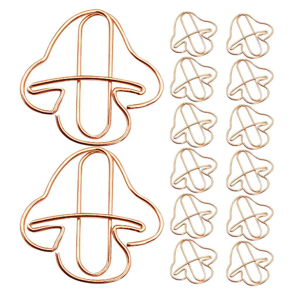 20 Pcs Mushroom Paper Clip Document Fixing Clips Bills Paperclip Cute Pin Office Mini