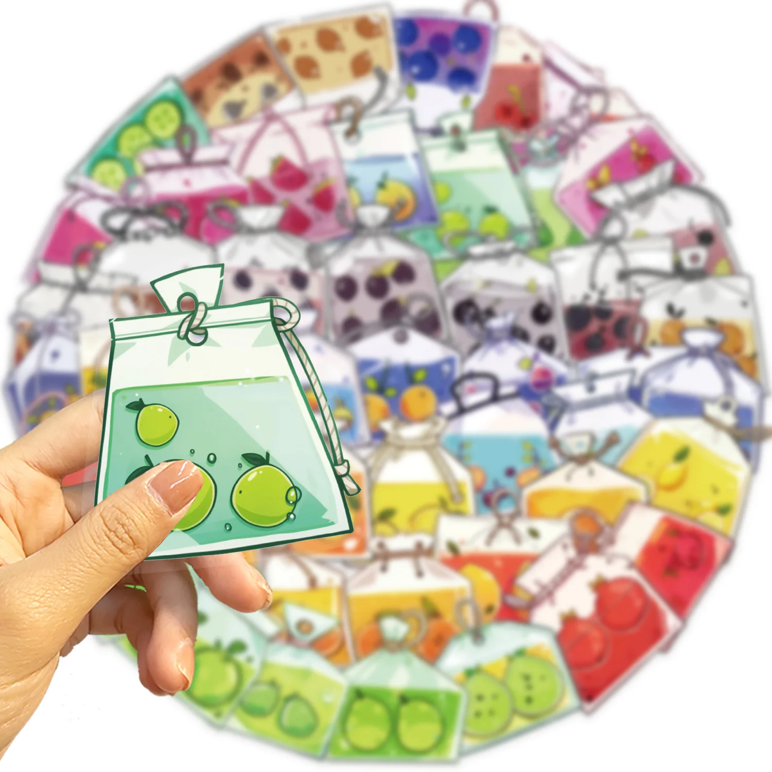 50 Uds bolsa de té de frutas estilo Graffiti Material PET decorativo portátil guitarra taza de agua pegatina impermeable juguete para niños