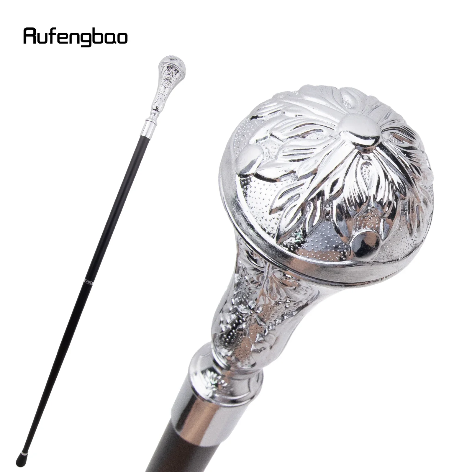 White Luxury Flower Round Handle Fashion Cosplay Walking Stick  Party Decorative Cane Elegant Crosier Knob Walking Stick 93cm