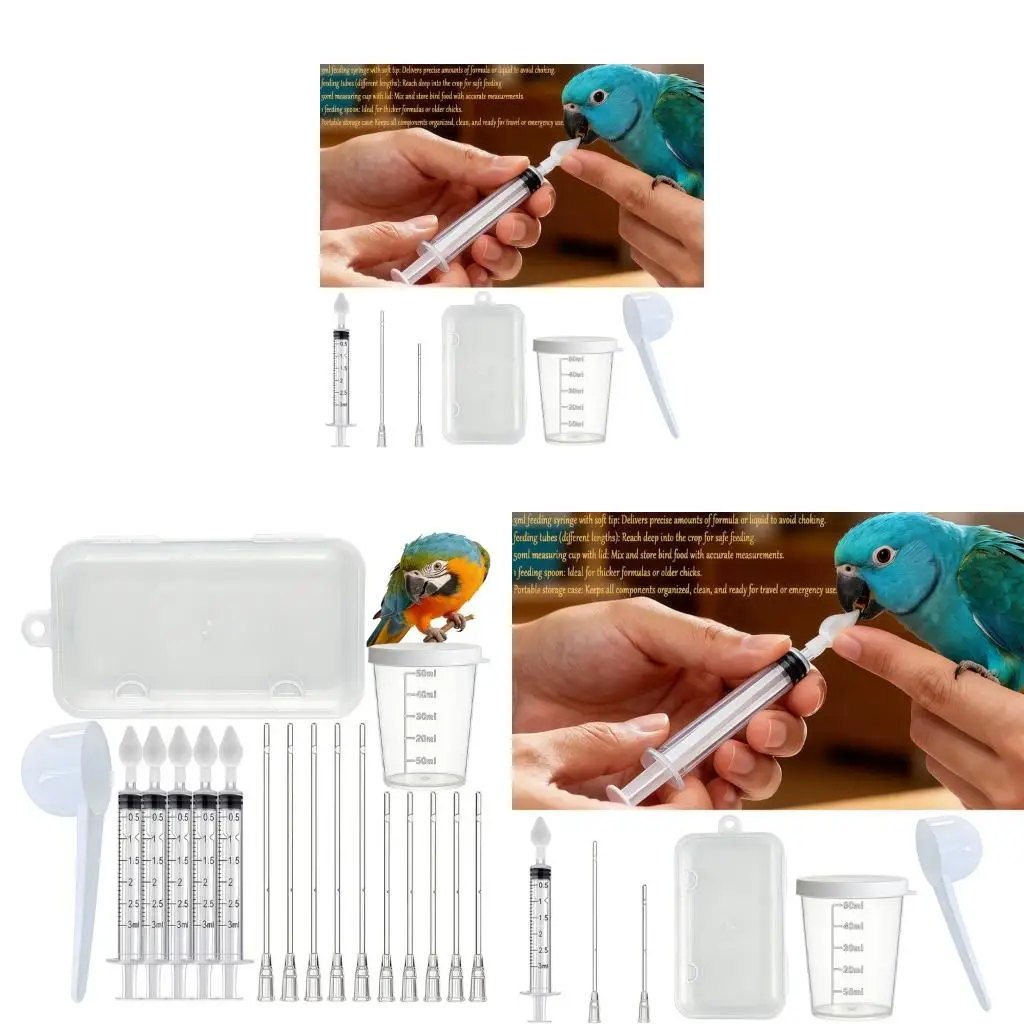  Plastic Handy Parrots Feeding Tube Handheld Liquid Feeder Set Transparent Design