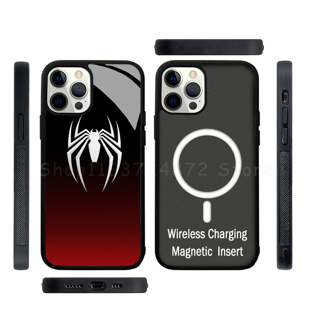 

S-spider Man Phone Case Strong Magnetic For IPhone 15 14 13 Pro Max Mini Alex Mirror For Magsafe Wireless Charging Cover