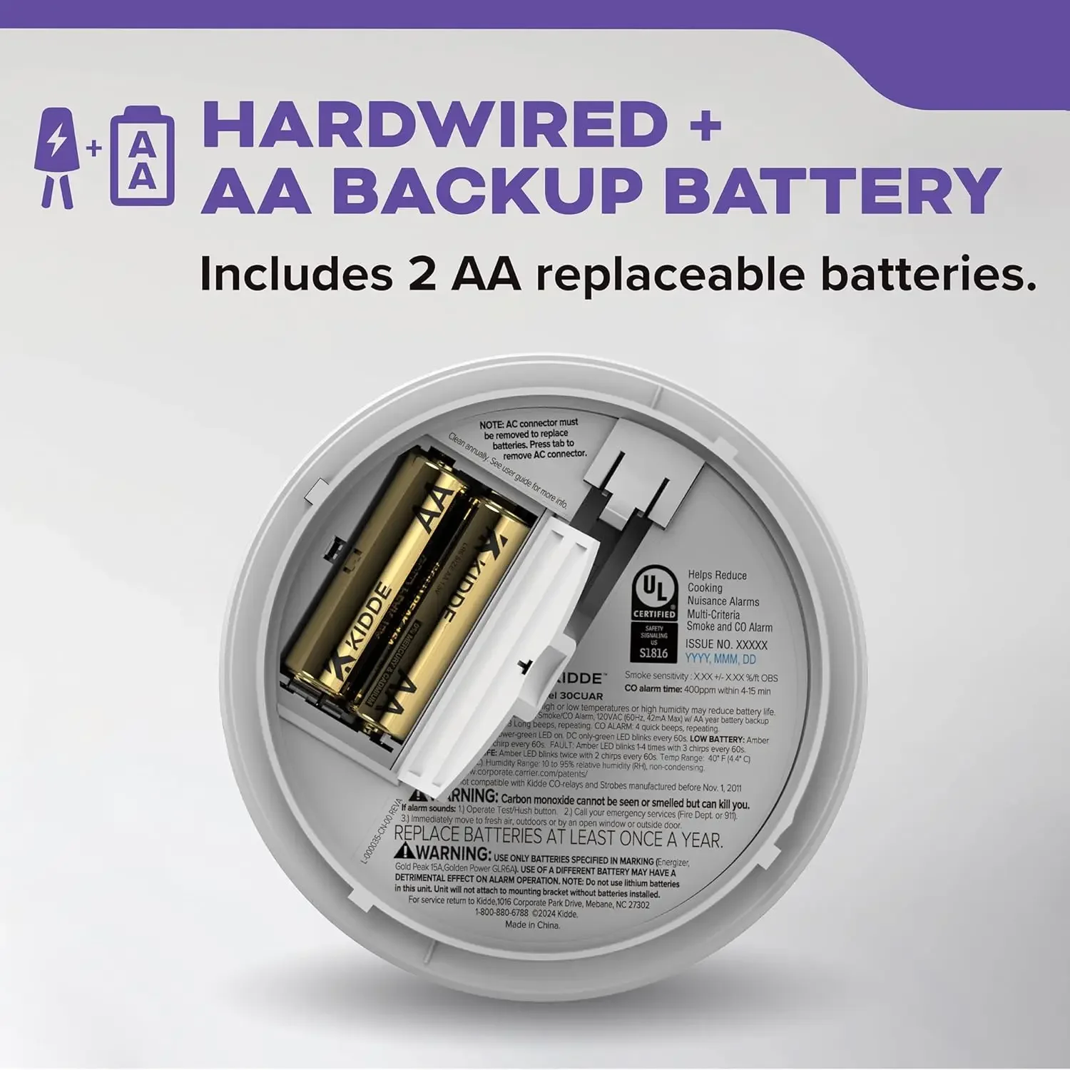 

Hardwired Smoke & Carbon Monoxide Detector, AA Battery Backup Smoke Alarm, Interconnectable, LED Warning Light Indicators,2 Pack